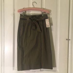 Knee length olive skirt